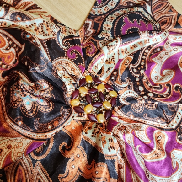 NWT Lane Bryant Satin Embellishments Paisley Halter Babydoll Top Size 22 2X/3X - Picture 2 of 16